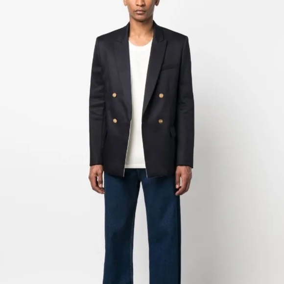 Valentino UOMO Black Double Breasted 100% Wool Suit Jacket